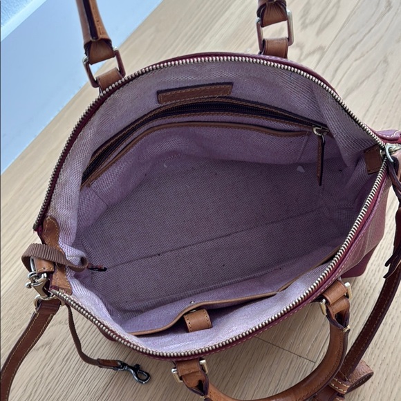 Dooney & Bourke Dillen Burgundy Leather Satchel - Picture 4 of 7